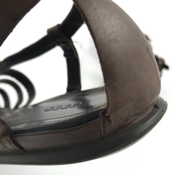 ECCO Flash Gladiator Sandals Brown Leather Flats Size 38 - Picture 8 of 11